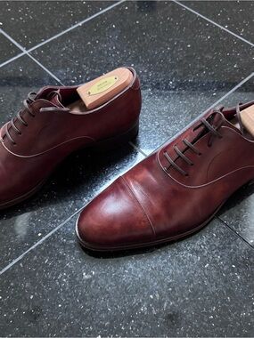 Cobbler Union Men's Museum Cognac Leather Cap-Toe Oxford Dress Shoes Size 9